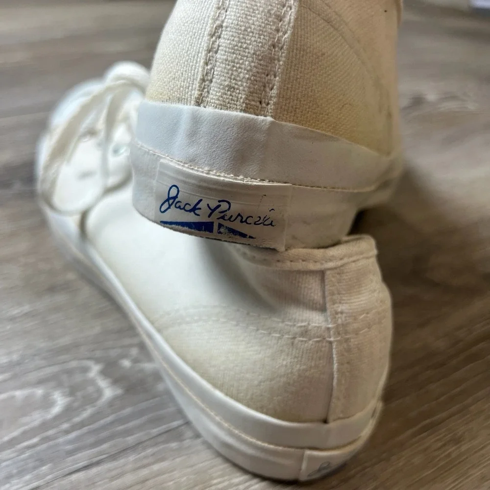 Vintage Converse Jack Purcell Sneakers Made in USA Mens 8.5 White Canvas 1980s - Picture 4 of 11